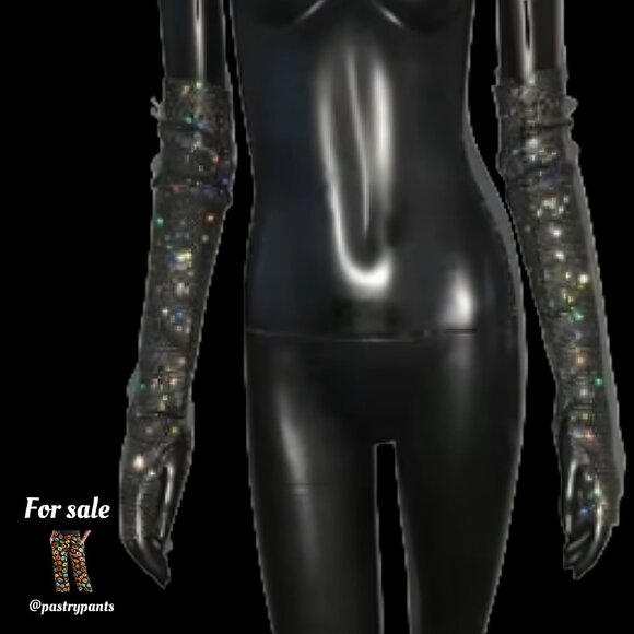 Adjustable Diamante Crystal Rhinestone Mesh Arm Sleeves โ Festival/Party 18 x 4" - Picture 3 of 4